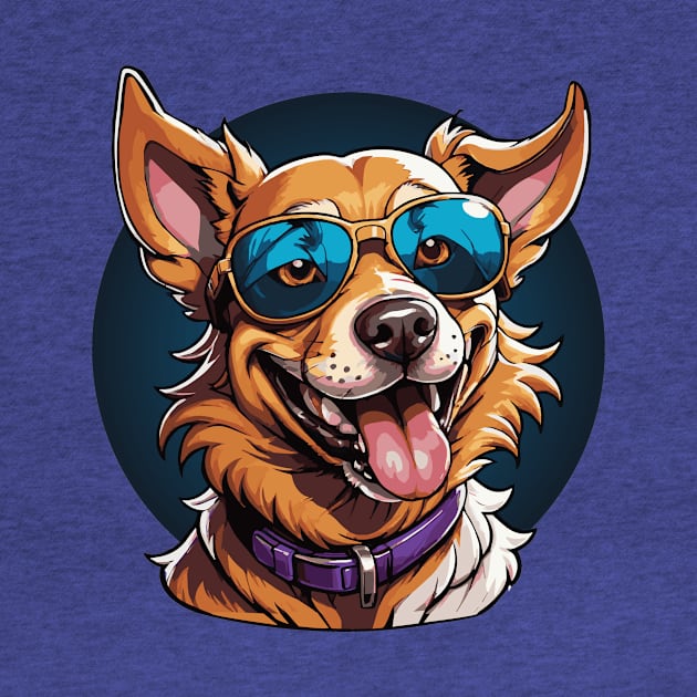 Sunny Smiles: Dog Portrait with Shades by Arcanum Luxxe Store